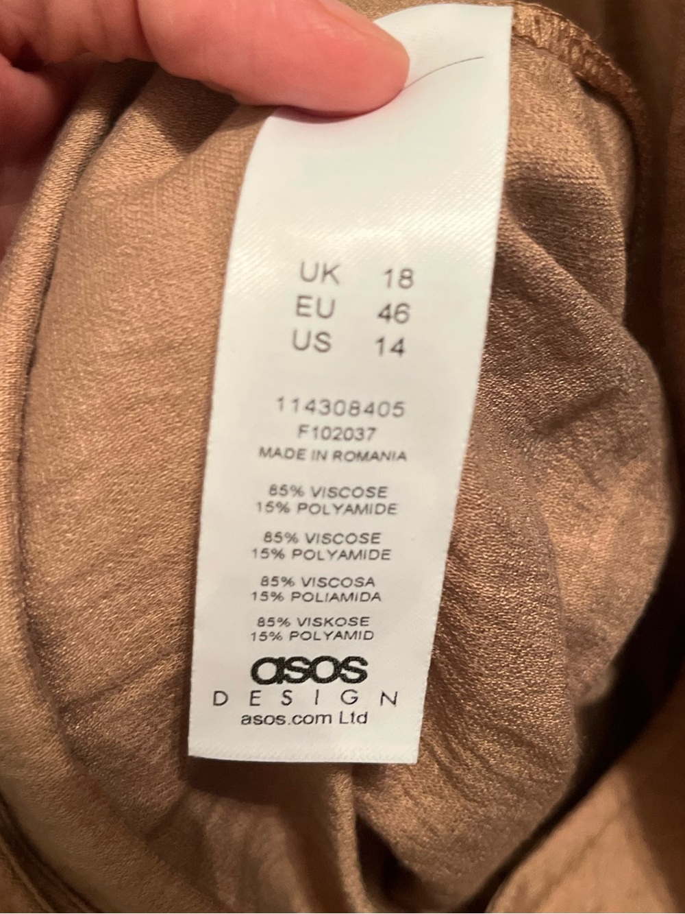 ASOS Tan Draped Faux Wrap Midi Dress Size:14 NWT - Picture 7 of 7